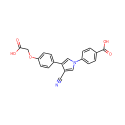 N#Cc1cn(-c2ccc(C(=O)O)cc2)cc1-c1ccc(OCC(=O)O)cc1 ZINC000200834242