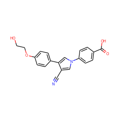 N#Cc1cn(-c2ccc(C(=O)O)cc2)cc1-c1ccc(OCCO)cc1 ZINC000200824476