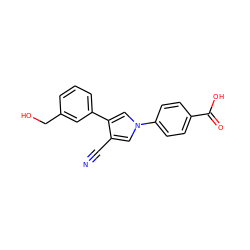 N#Cc1cn(-c2ccc(C(=O)O)cc2)cc1-c1cccc(CO)c1 ZINC000200823885