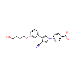 N#Cc1cn(-c2ccc(C(=O)O)cc2)cc1-c1cccc(OCCCCO)c1 ZINC000200851259