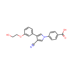 N#Cc1cn(-c2ccc(C(=O)O)cc2)cc1-c1cccc(OCCO)c1 ZINC000200825770