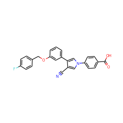 N#Cc1cn(-c2ccc(C(=O)O)cc2)cc1-c1cccc(OCc2ccc(F)cc2)c1 ZINC000200850608