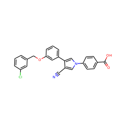 N#Cc1cn(-c2ccc(C(=O)O)cc2)cc1-c1cccc(OCc2cccc(Cl)c2)c1 ZINC000200826382