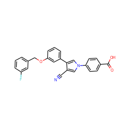 N#Cc1cn(-c2ccc(C(=O)O)cc2)cc1-c1cccc(OCc2cccc(F)c2)c1 ZINC000200840227