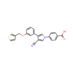 N#Cc1cn(-c2ccc(C(=O)O)cc2)cc1-c1cccc(OCc2ccsc2)c1 ZINC000200831958