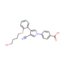 N#Cc1cn(-c2ccc(C(=O)O)cc2)cc1-c1ccccc1OCCCCO ZINC000200845554