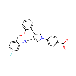 N#Cc1cn(-c2ccc(C(=O)O)cc2)cc1-c1ccccc1OCc1ccc(F)cc1 ZINC000200831154