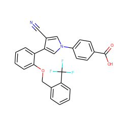 N#Cc1cn(-c2ccc(C(=O)O)cc2)cc1-c1ccccc1OCc1ccccc1C(F)(F)F ZINC000200835638