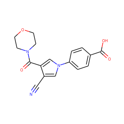 N#Cc1cn(-c2ccc(C(=O)O)cc2)cc1C(=O)N1CCOCC1 ZINC000200824037