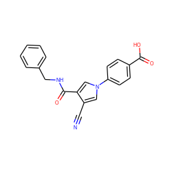 N#Cc1cn(-c2ccc(C(=O)O)cc2)cc1C(=O)NCc1ccccc1 ZINC000200838494