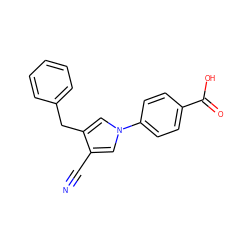 N#Cc1cn(-c2ccc(C(=O)O)cc2)cc1Cc1ccccc1 ZINC000200844246