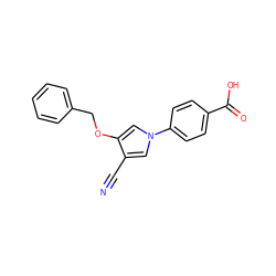 N#Cc1cn(-c2ccc(C(=O)O)cc2)cc1OCc1ccccc1 ZINC000147090253