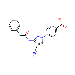 N#Cc1cn(-c2ccc(C(=O)O)cc2)nc1NC(=O)Cc1ccccc1 ZINC000200839882