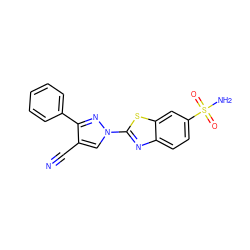 N#Cc1cn(-c2nc3ccc(S(N)(=O)=O)cc3s2)nc1-c1ccccc1 ZINC000299829863