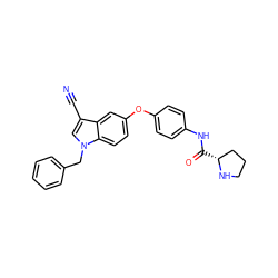 N#Cc1cn(Cc2ccccc2)c2ccc(Oc3ccc(NC(=O)[C@@H]4CCCN4)cc3)cc12 ZINC000299861968