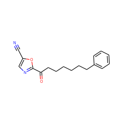 N#Cc1cnc(C(=O)CCCCCCc2ccccc2)o1 ZINC000034803667