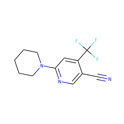 N#Cc1cnc(N2CCCCC2)cc1C(F)(F)F ZINC000028950635