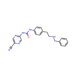 N#Cc1cnc(NC(=O)Nc2ccc(CCNCc3ccccc3)cc2)cn1 ZINC000139740846