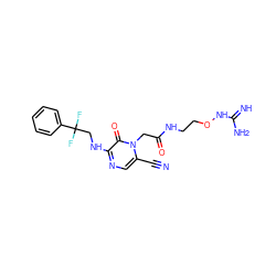 N#Cc1cnc(NCC(F)(F)c2ccccc2)c(=O)n1CC(=O)NCCONC(=N)N ZINC000049047530