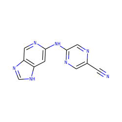 N#Cc1cnc(Nc2cc3[nH]cnc3cn2)cn1 ZINC000043208607