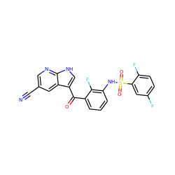 N#Cc1cnc2[nH]cc(C(=O)c3cccc(NS(=O)(=O)c4cc(F)ccc4F)c3F)c2c1 ZINC000113516939