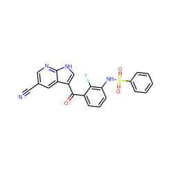 N#Cc1cnc2[nH]cc(C(=O)c3cccc(NS(=O)(=O)c4ccccc4)c3F)c2c1 ZINC000113503279