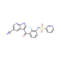 N#Cc1cnc2[nH]cc(C(=O)c3cccc(NS(=O)(=O)c4cccnc4)c3F)c2c1 ZINC000113508650