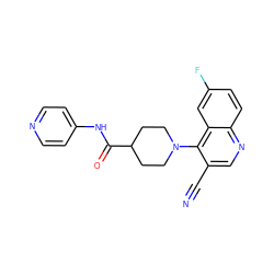 N#Cc1cnc2ccc(F)cc2c1N1CCC(C(=O)Nc2ccncc2)CC1 ZINC001772617358