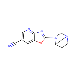 N#Cc1cnc2nc(N3CCN4CCC3CC4)oc2c1 ZINC000045393728