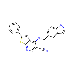 N#Cc1cnc2sc(-c3ccccc3)cc2c1NCc1ccc2[nH]ccc2c1 ZINC000029046829