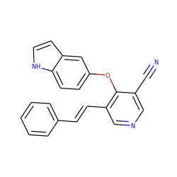 N#Cc1cncc(/C=C/c2ccccc2)c1Oc1ccc2[nH]ccc2c1 ZINC000045259550