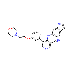 N#Cc1cncc(-c2cccc(OCCN3CCOCC3)c2)c1Nc1ccc2cc[nH]c2c1 ZINC000040877131