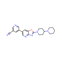 N#Cc1cncc(-c2cnc3nc(N4CCC(N5CCCCC5)CC4)oc3c2)c1 ZINC000073295758