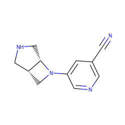 N#Cc1cncc(N2C[C@@H]3CNC[C@@H]32)c1 ZINC000028865867