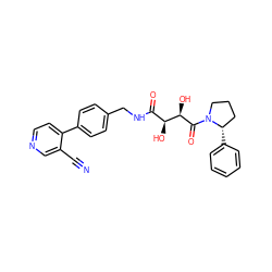 N#Cc1cnccc1-c1ccc(CNC(=O)[C@H](O)[C@@H](O)C(=O)N2CCC[C@@H]2c2ccccc2)cc1 ZINC000071341607