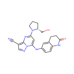 N#Cc1cnn2c(Nc3ccc4c(c3)CCC(=O)N4)cc(N3CCC[C@@H]3CO)nc12 ZINC001772580711