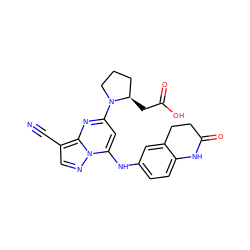 N#Cc1cnn2c(Nc3ccc4c(c3)CCC(=O)N4)cc(N3CCC[C@H]3CC(=O)O)nc12 ZINC001772645759