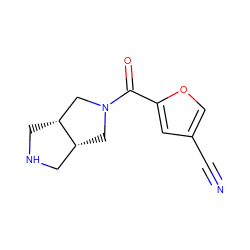 N#Cc1coc(C(=O)N2C[C@@H]3CNC[C@@H]3C2)c1 ZINC000095572168