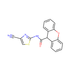 N#Cc1csc(NC(=O)C2c3ccccc3Oc3ccccc32)n1 ZINC000653856261