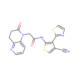 N#Cc1csc(NC(=O)CN2C(=O)CCc3ncccc32)c1-c1nccs1 ZINC000072181608