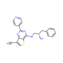 N#Cc1csc2c(NC[C@@H](N)Cc3ccccc3)nc(-c3ccncc3)nc12 ZINC000223682075