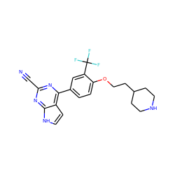 N#Cc1nc(-c2ccc(OCCC3CCNCC3)c(C(F)(F)F)c2)c2cc[nH]c2n1 ZINC001772611767