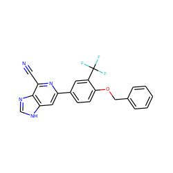 N#Cc1nc(-c2ccc(OCc3ccccc3)c(C(F)(F)F)c2)cc2[nH]cnc12 ZINC000058538432