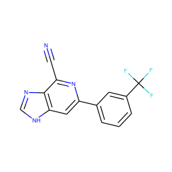 N#Cc1nc(-c2cccc(C(F)(F)F)c2)cc2[nH]cnc12 ZINC000058506736