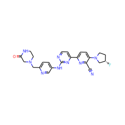 N#Cc1nc(-c2ccnc(Nc3ccc(CN4CCNC(=O)C4)nc3)n2)ccc1N1CC[C@H](F)C1 ZINC000221973046