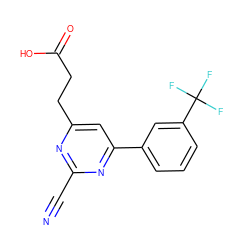 N#Cc1nc(CCC(=O)O)cc(-c2cccc(C(F)(F)F)c2)n1 ZINC000064527754