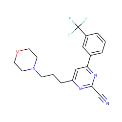 N#Cc1nc(CCCN2CCOCC2)cc(-c2cccc(C(F)(F)F)c2)n1 ZINC000064503469