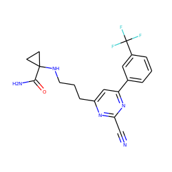 N#Cc1nc(CCCNC2(C(N)=O)CC2)cc(-c2cccc(C(F)(F)F)c2)n1 ZINC000064527298