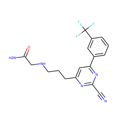 N#Cc1nc(CCCNCC(N)=O)cc(-c2cccc(C(F)(F)F)c2)n1 ZINC000064527267