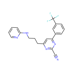 N#Cc1nc(CCCNc2ccccn2)cc(-c2cccc(C(F)(F)F)c2)n1 ZINC000064528298